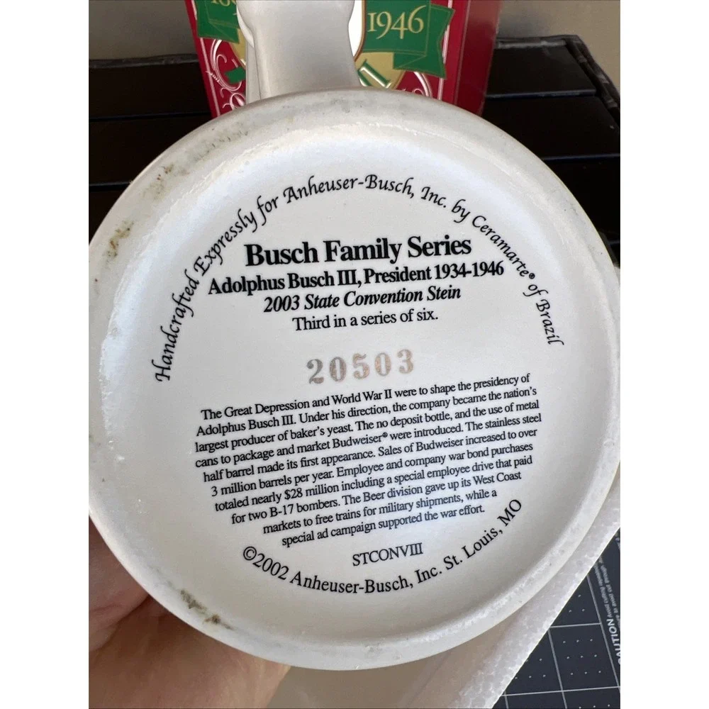Anheuser Busch Founders Series Adolphus Busch III Stein CS265